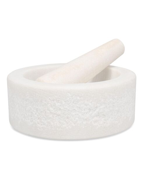 Mortier et pilon en marbre Marbliss blanc - 16xH6cm