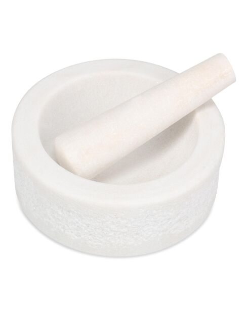 Mortier et pilon en marbre Marbliss blanc - 16xH6cm