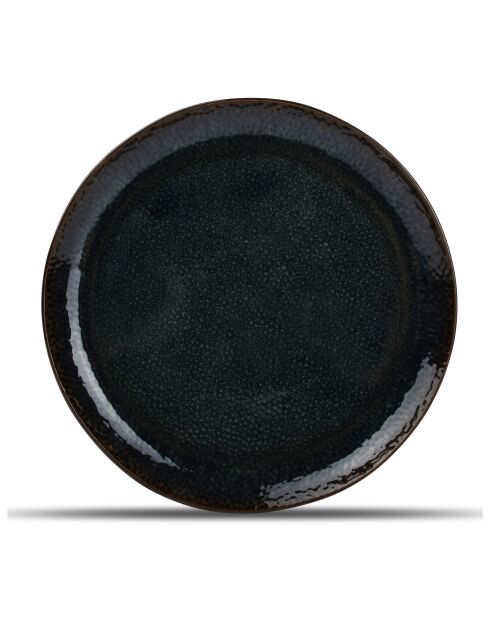 4 Assiettes en grès Mielo  bleu/vert/noir - D.26,5 cm