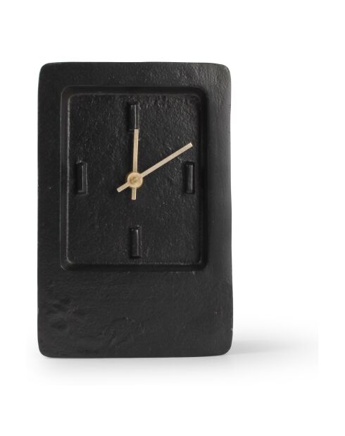 Reloj de mesa de aluminio con zona de borde negro - 14 x 22 cm