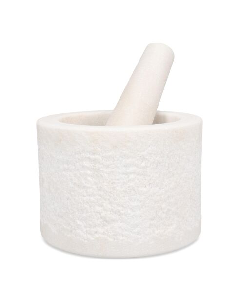Mortier et pilon en marbre Marbliss blanc - 14xH10cm