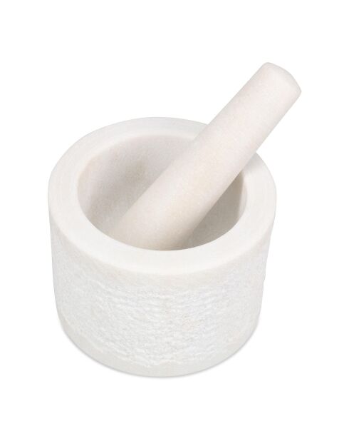 Mortier et pilon en marbre Marbliss blanc - 14xH10cm