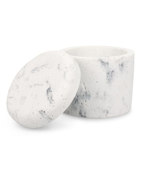 Pot de rangement en polyrésine Suds marbre blanc -  9,5 x 9,5 cm
