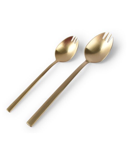 Lot de 6 fourchettes à apéritif en acier inoxydable Terno doré - 16x3,5x4,5 cm