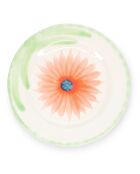 4 Assiettes en grès Fleur blanc/vert/orange/bleu - 27,5x3x27,5 cm