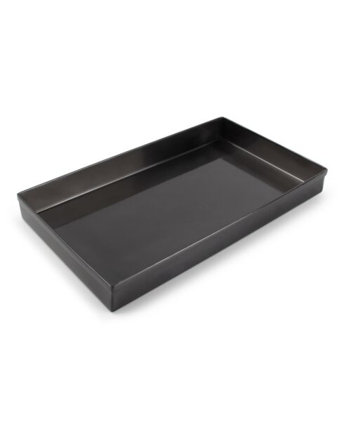 Plateau de rangement en acier inoxydable Vanity noir  - 28x3x16 cm