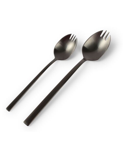 Set van 6 zwarte Terno roestvrijstalen aperitiefvorken - 16x3,5x4,5 cm
