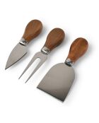 Lot de 3 couteaux à fromage en acier inoxydable Fromage argenté - 18,5x3x14,5 cm