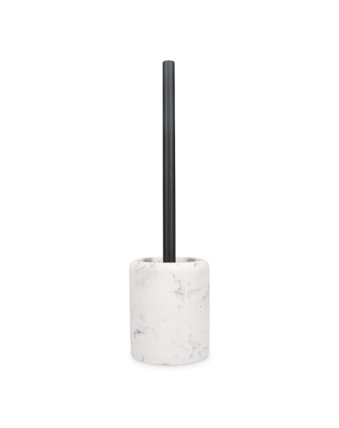 Brosse de toilette Suds avec support aspect marbre blanc - 9,5 x 37 cm