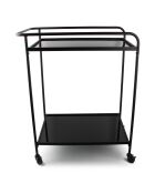 Chariot de service 2 niveaux en verre et fer Bar noir  - 66 x 40 x 83,5 cm