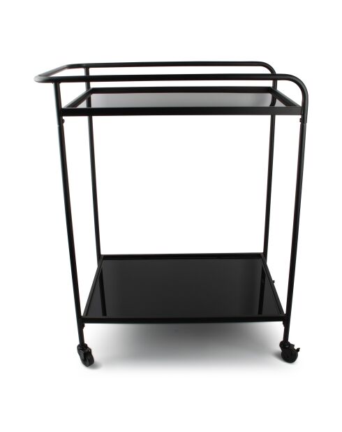 Chariot de service 2 niveaux en verre et fer Bar noir  - 66 x 40 x 83,5 cm