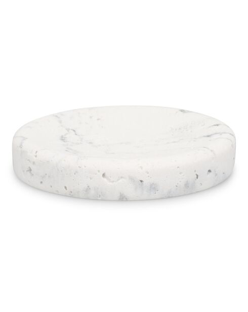 Porte-savon en polyrésine Suds marbre blanc - 11,5 x 2 cm