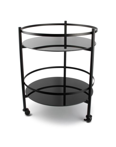 Chariot de service 2 niveaux en verre et fer  Bar noir  - 48 x 61,5 cm