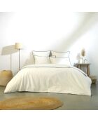 Parure de lit en percale de coton Zoé blanche/noire