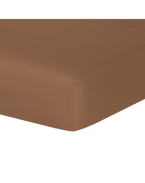 Drap housse satin de en coton Julia caramel
