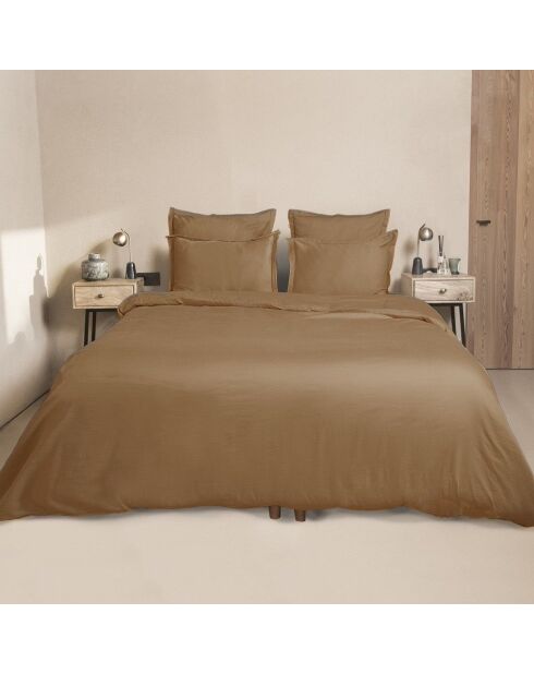 Drap housse satin de en coton Julia caramel