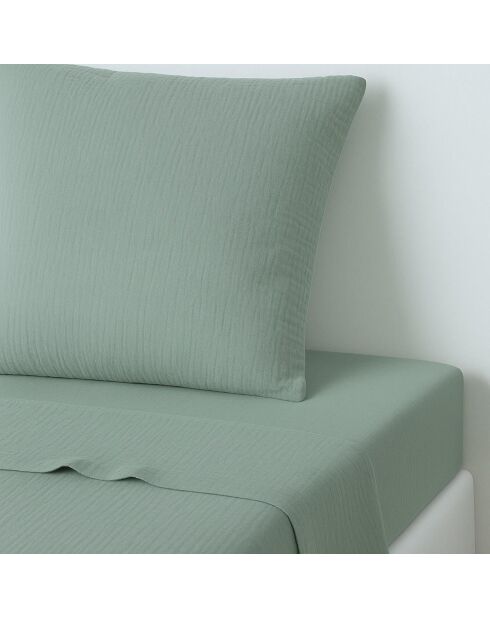 Drap plat gaze de coton Carla vert céladon
