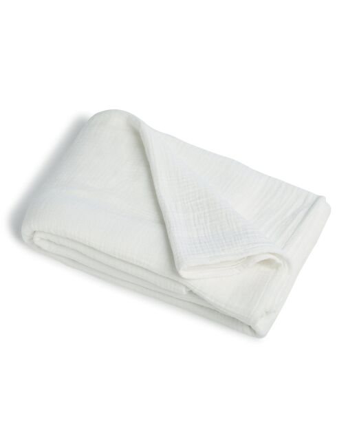 Drap plat gaze de coton Carla blanc