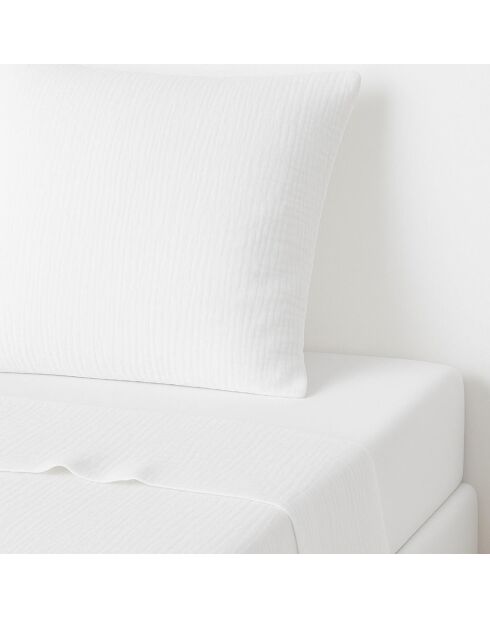 Drap plat gaze de coton Carla blanc