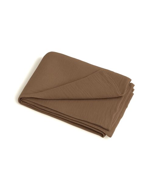 Drap plat gaze de coton Carla noisette