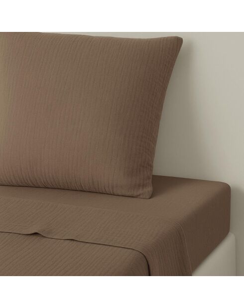 Drap plat gaze de coton Carla noisette