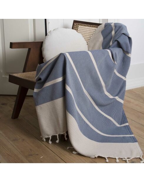 Marineblaues Baumwollplaid Liv