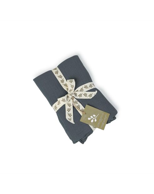 Drap plat gaze de coton Carla bleu orage