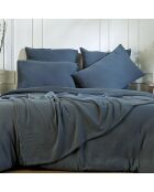 Drap plat gaze de coton Carla bleu orage