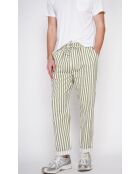 Antoine khakifarbene Hose aus 100% Leinen