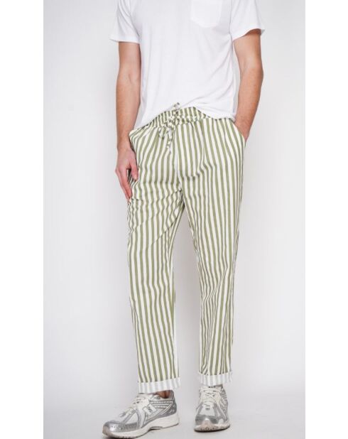 Antoine khakifarbene Hose aus 100% Leinen