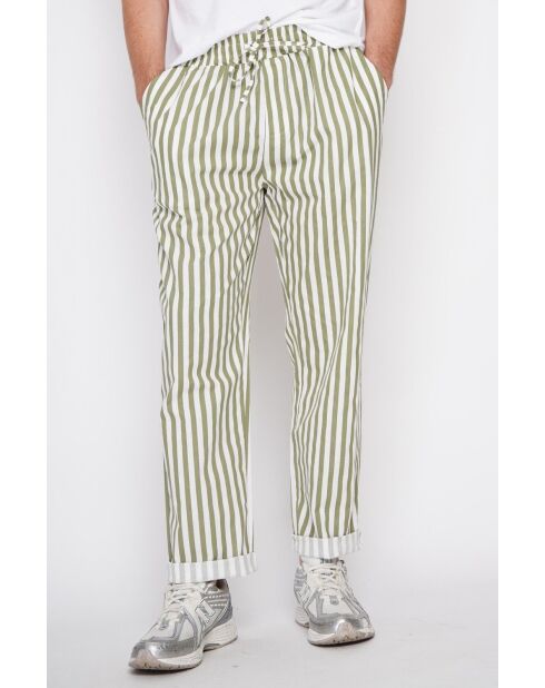 Antoine khakifarbene Hose aus 100% Leinen