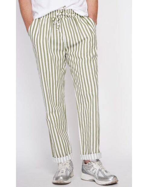 Antoine khakifarbene Hose aus 100% Leinen