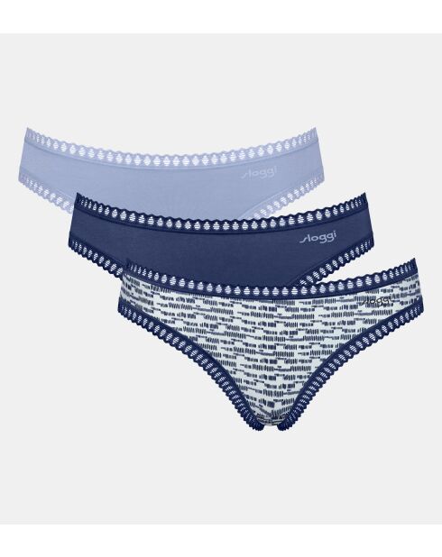 3er-Pack Go Crush Mini-Slips hellblau/marineblau/weiß