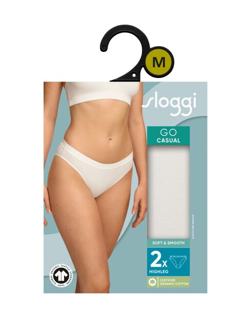 Set di 2 slip scollati Go Casual H High Leg in seta bianca