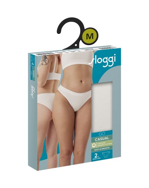 Set di 2 slip scollati Go Casual H High Leg in seta bianca