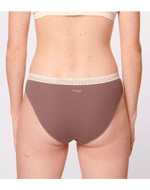 Confezione da 2 mutandine Go Ribbed H Tai marrone chiaro/crema