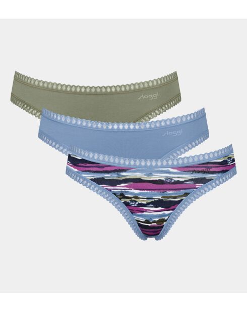 Set aus 3 Go Crush Mini-Slips dunkelgrün/hellblau/mehrfarbig