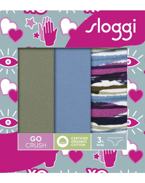 Set aus 3 Go Crush Mini-Slips dunkelgrün/hellblau/mehrfarbig