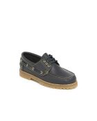 Peter marineblauwe leren bootschoenen