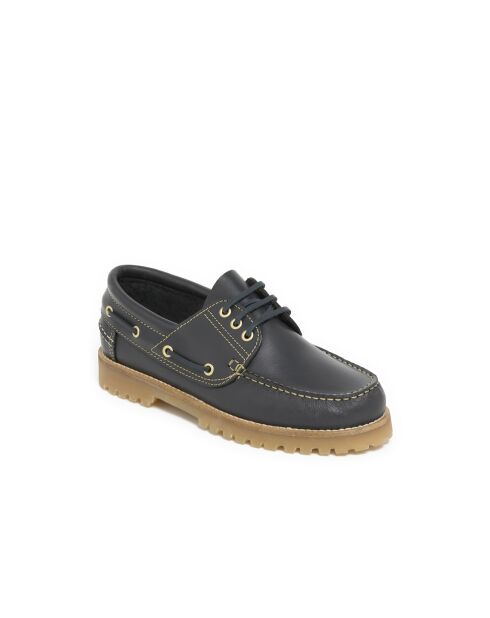 Peter marineblauwe leren bootschoenen
