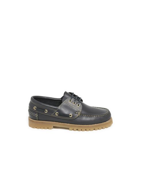 Peter marineblauwe leren bootschoenen