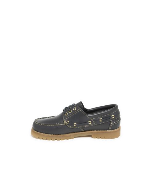 Peter marineblauwe leren bootschoenen