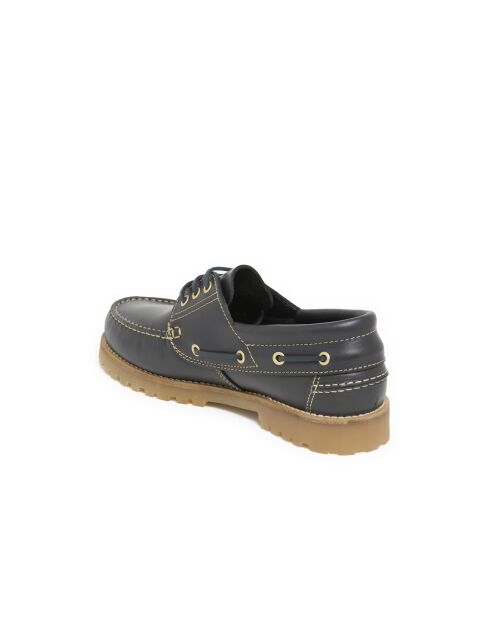 Peter marineblauwe leren bootschoenen