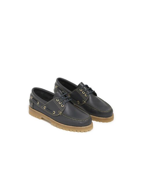 Peter marineblauwe leren bootschoenen