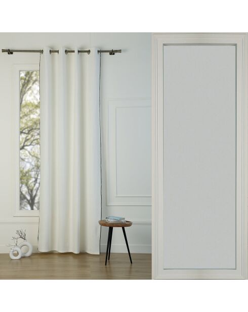 Rideau a oeillets lin lavé Ernest blanc/noir - 140x260 cm