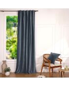 Fluwelen katoenen fluwelen gordijn met lus stormblauw - 135x260 cm
