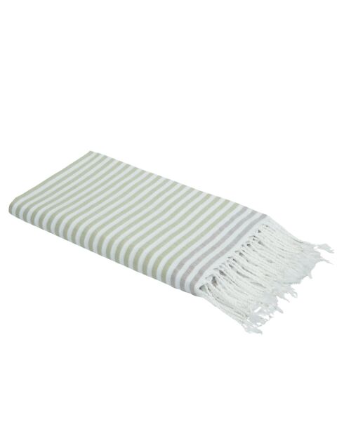 Pareo fouta in cotone Bora Bora verde mandorla/tortora chiaro - 100x200 cm