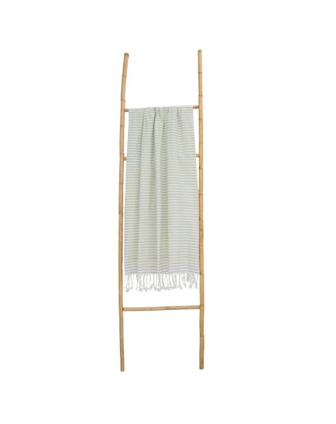 Pareo fouta in cotone Bora Bora verde mandorla/tortora chiaro - 100x200 cm