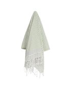 Fouta pareo en coton Bora Bora vert amande/taupe clair - 100x200 cm