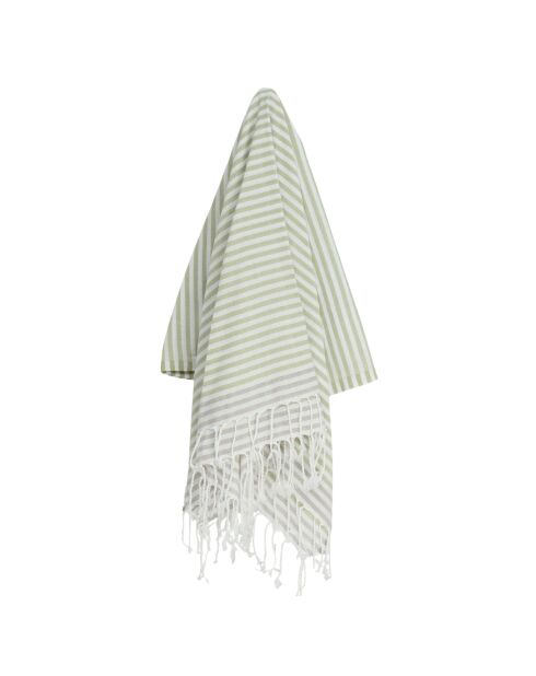 Pareo fouta in cotone Bora Bora verde mandorla/tortora chiaro - 100x200 cm